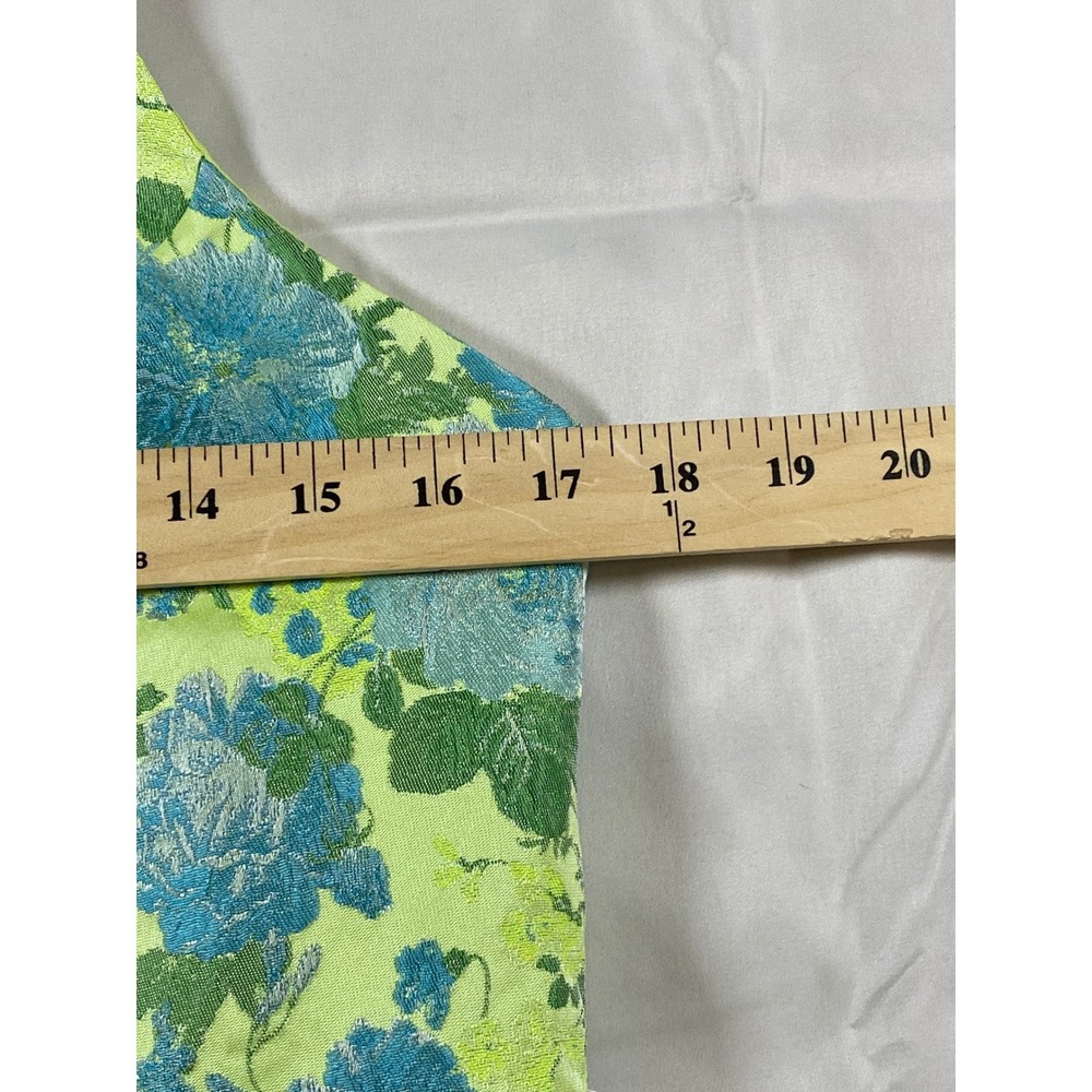 Lulus Ariadna Lime Green Floral‎ Jacquard Halter Mini Dress Size Large - Picture 11 of 15